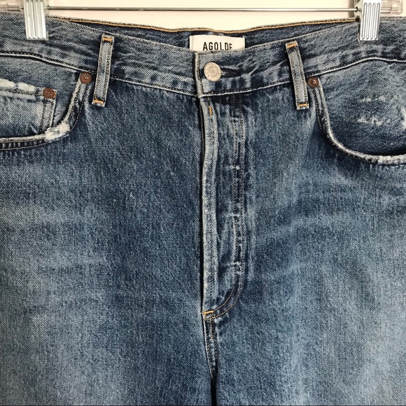 Agolde Riley High Rise Button Fly Straight Crop Jeans in Frequency Size 32 - Picture 4 of 16